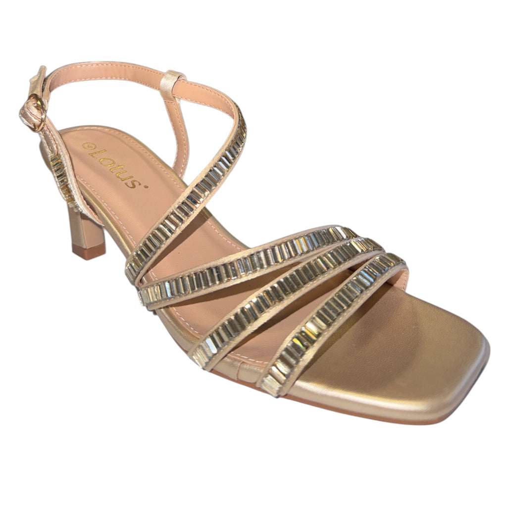 Lotus Imelda Gold Embellished Sling-Back Sandals