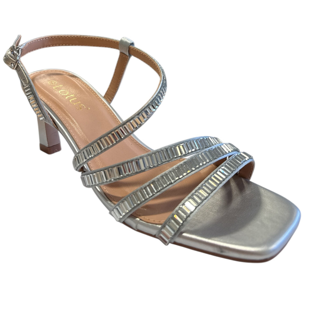 Lotus Imelda Silver Embellished Sling-Back Sandals