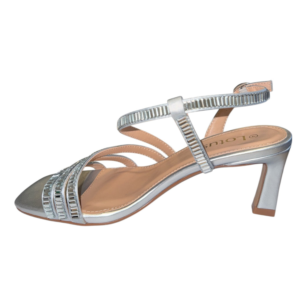 Lotus Imelda Silver Embellished Sling-Back Sandals