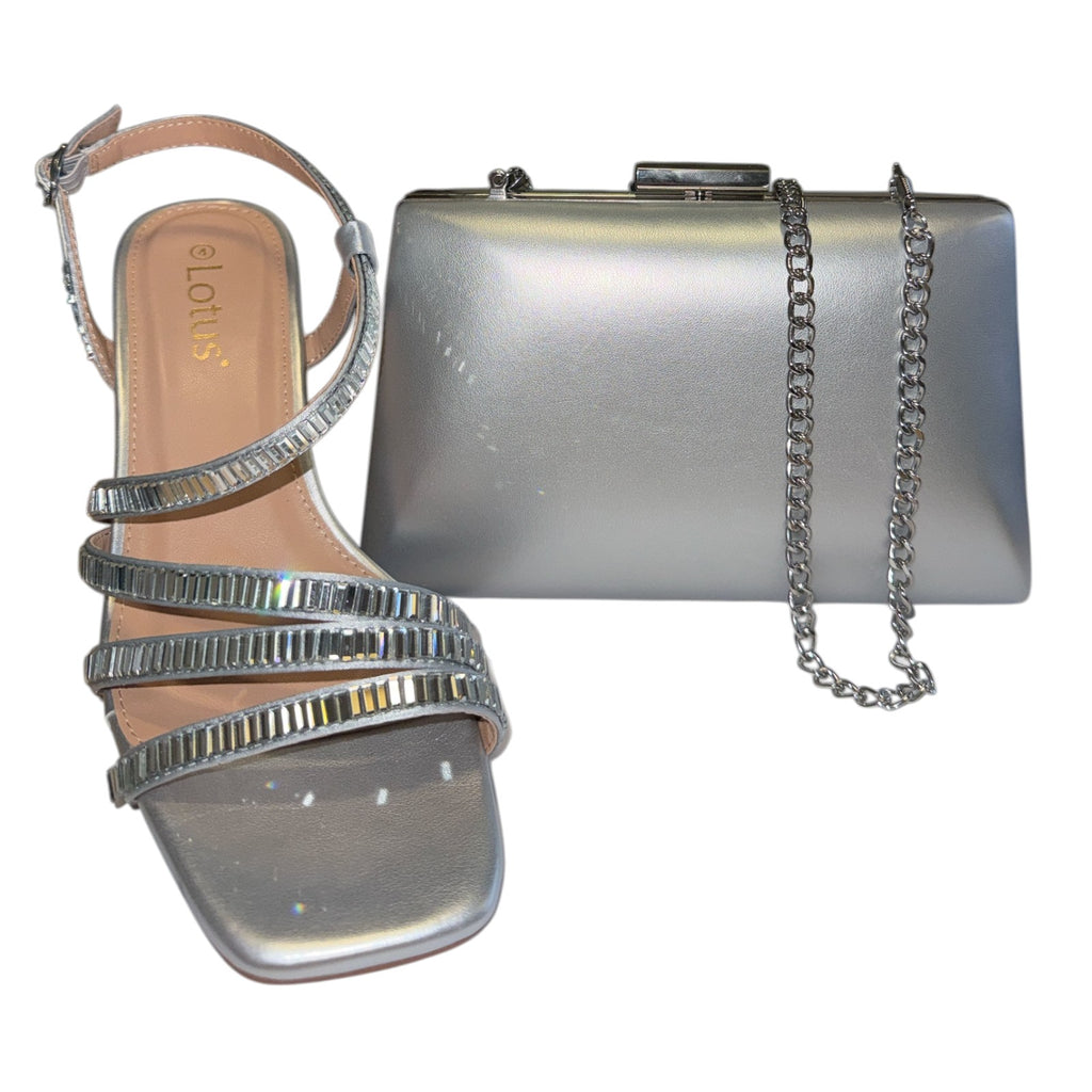 Lotus Imelda Silver Embellished Sling-Back Sandals