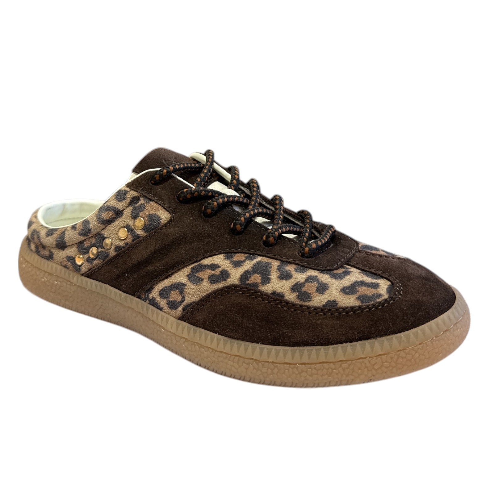 Lotus Issa Brown and Leopard Print Mule Trainers