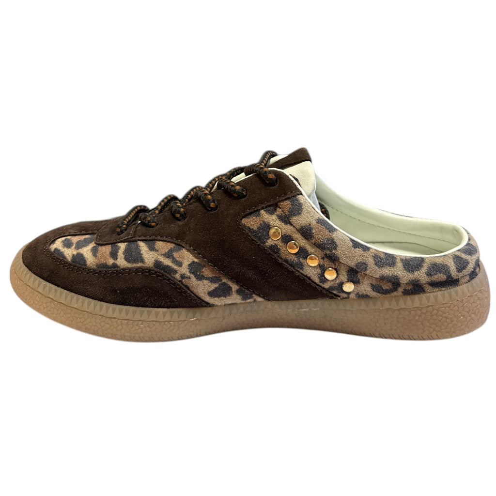 Lotus Issa Brown and Leopard Print Mule Trainers