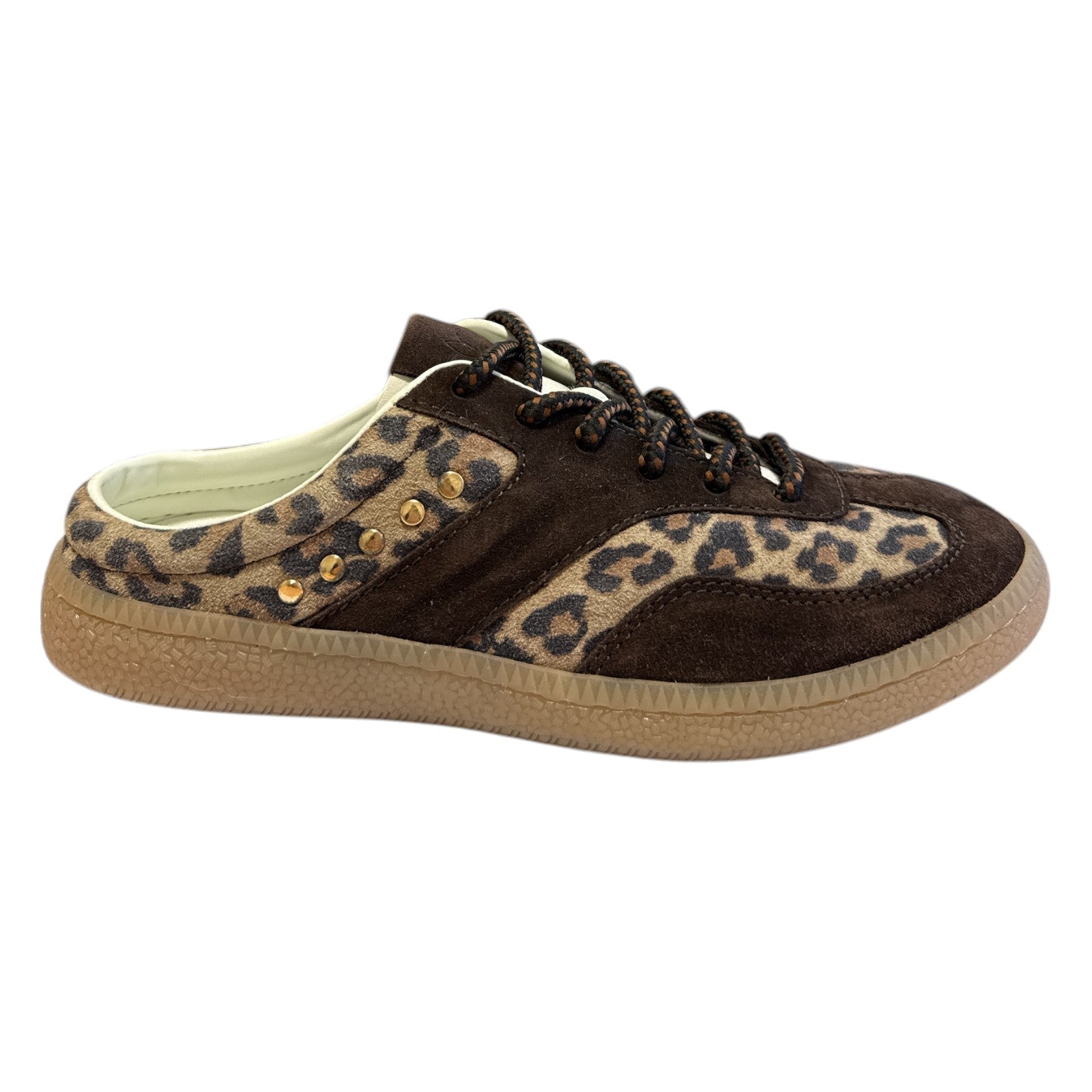 Lotus Issa Brown and Leopard Print Mule Trainers