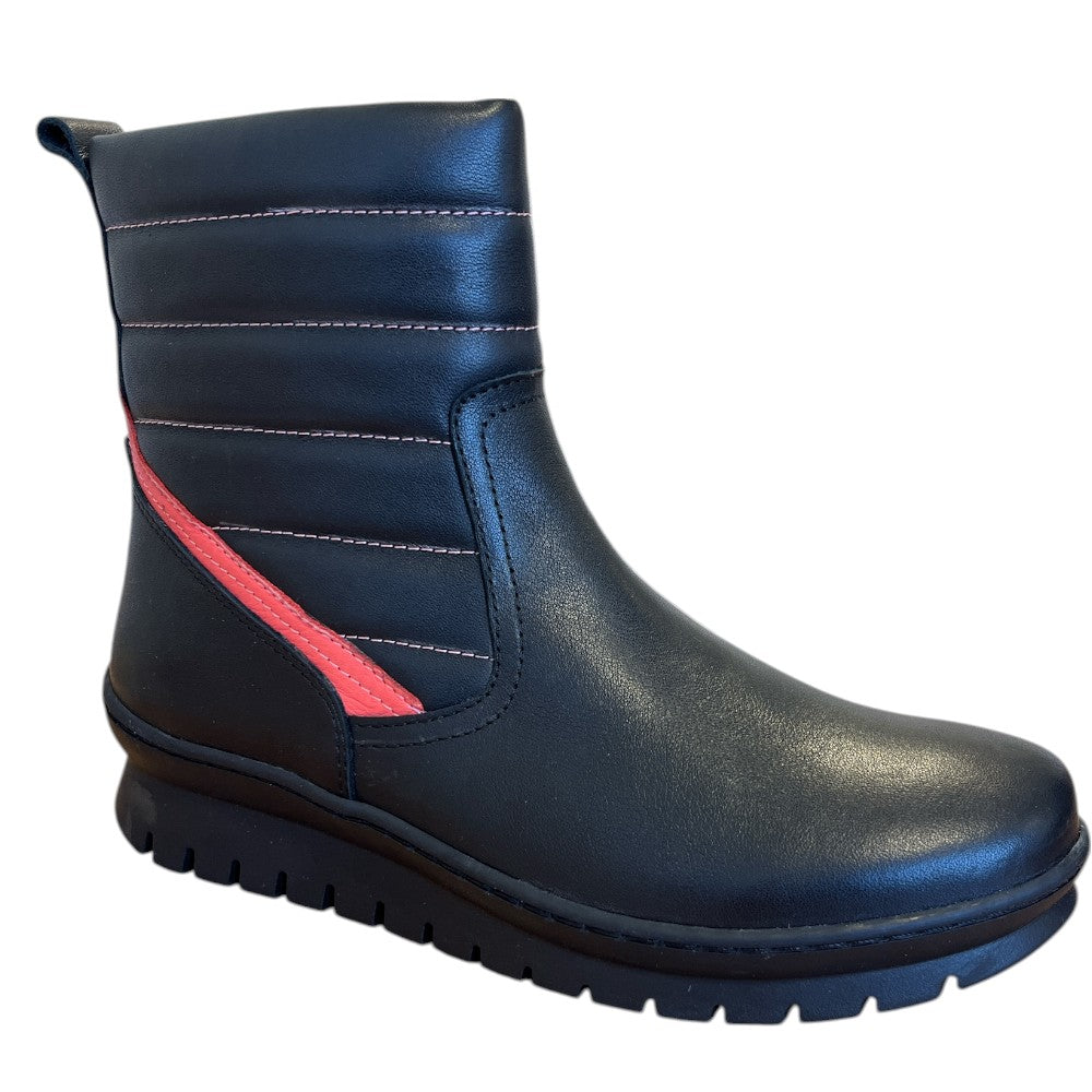 Adesso Jet Black Leather Ankle Boots