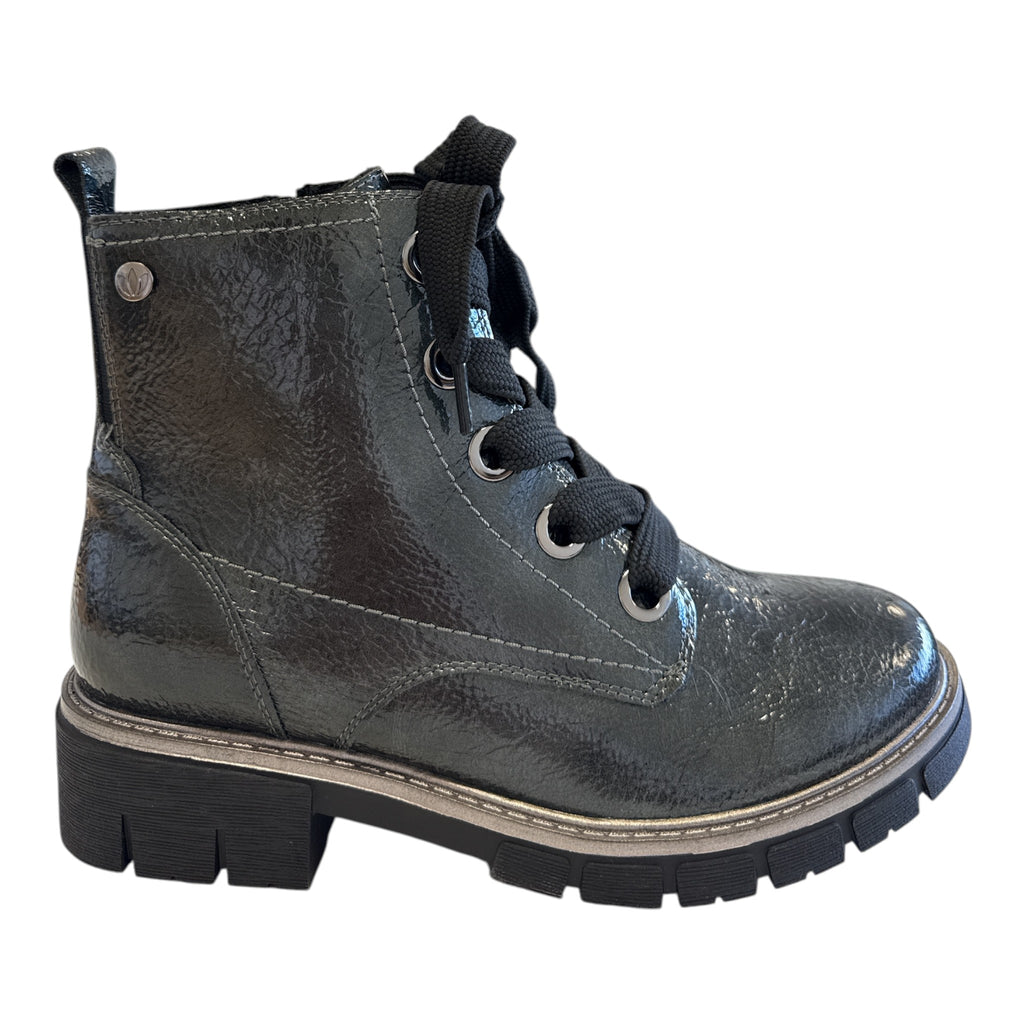 Lotus Jojo Grey Patent Ankle Boots