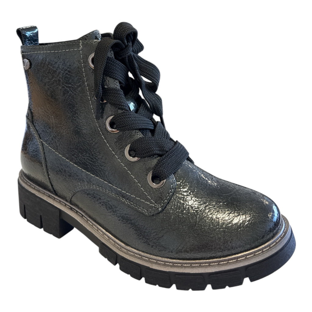 Lotus Jojo Grey Patent Ankle Boots