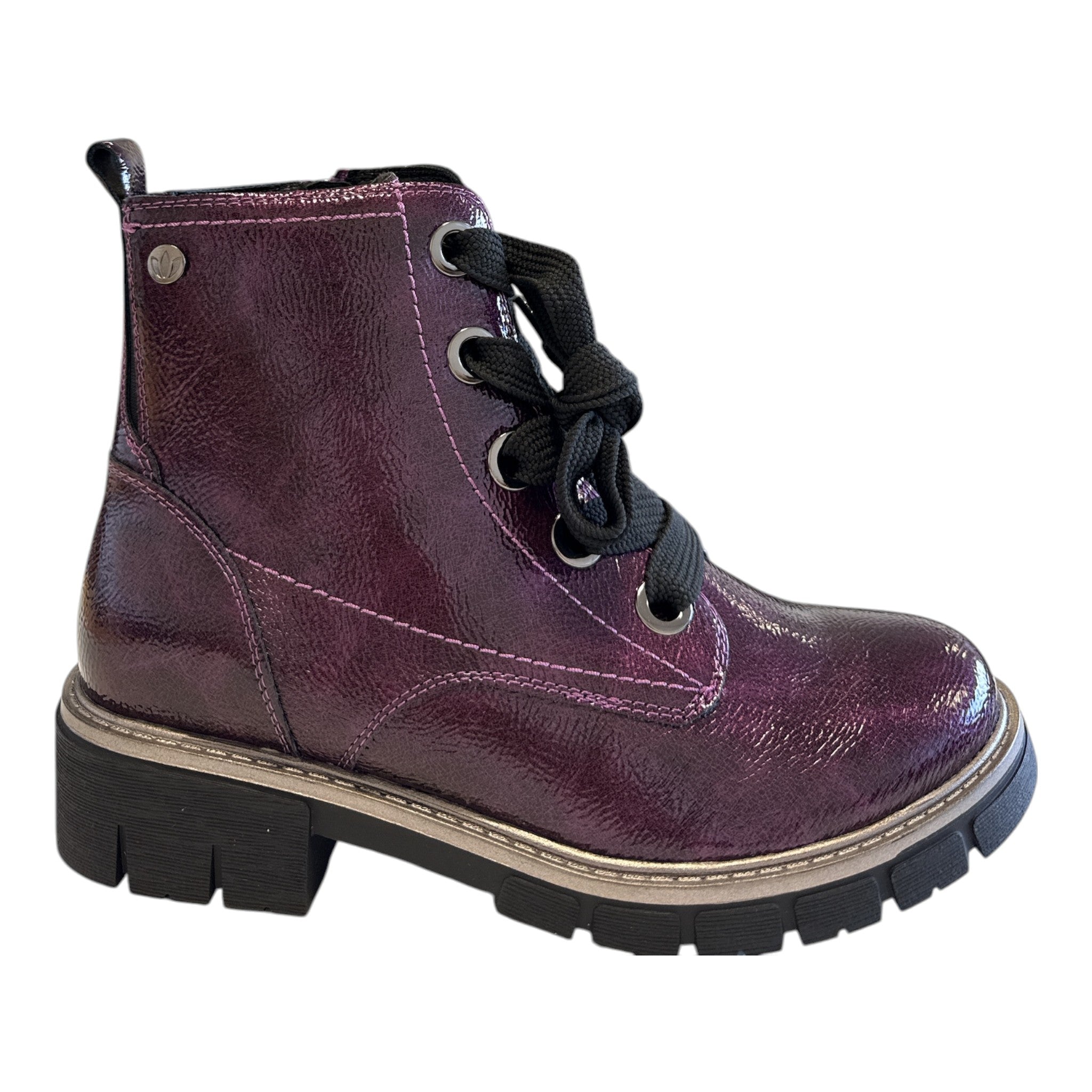 Lotus Jojo Purple Patent Ankle Boots