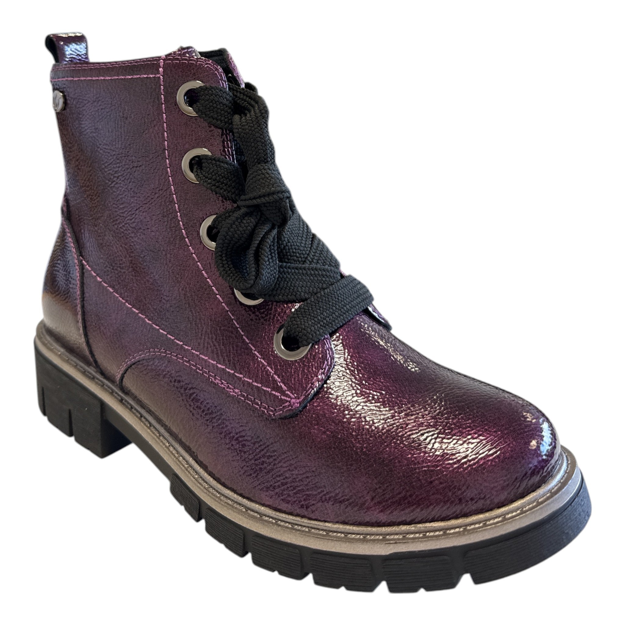 Lotus Jojo Purple Patent Ankle Boots