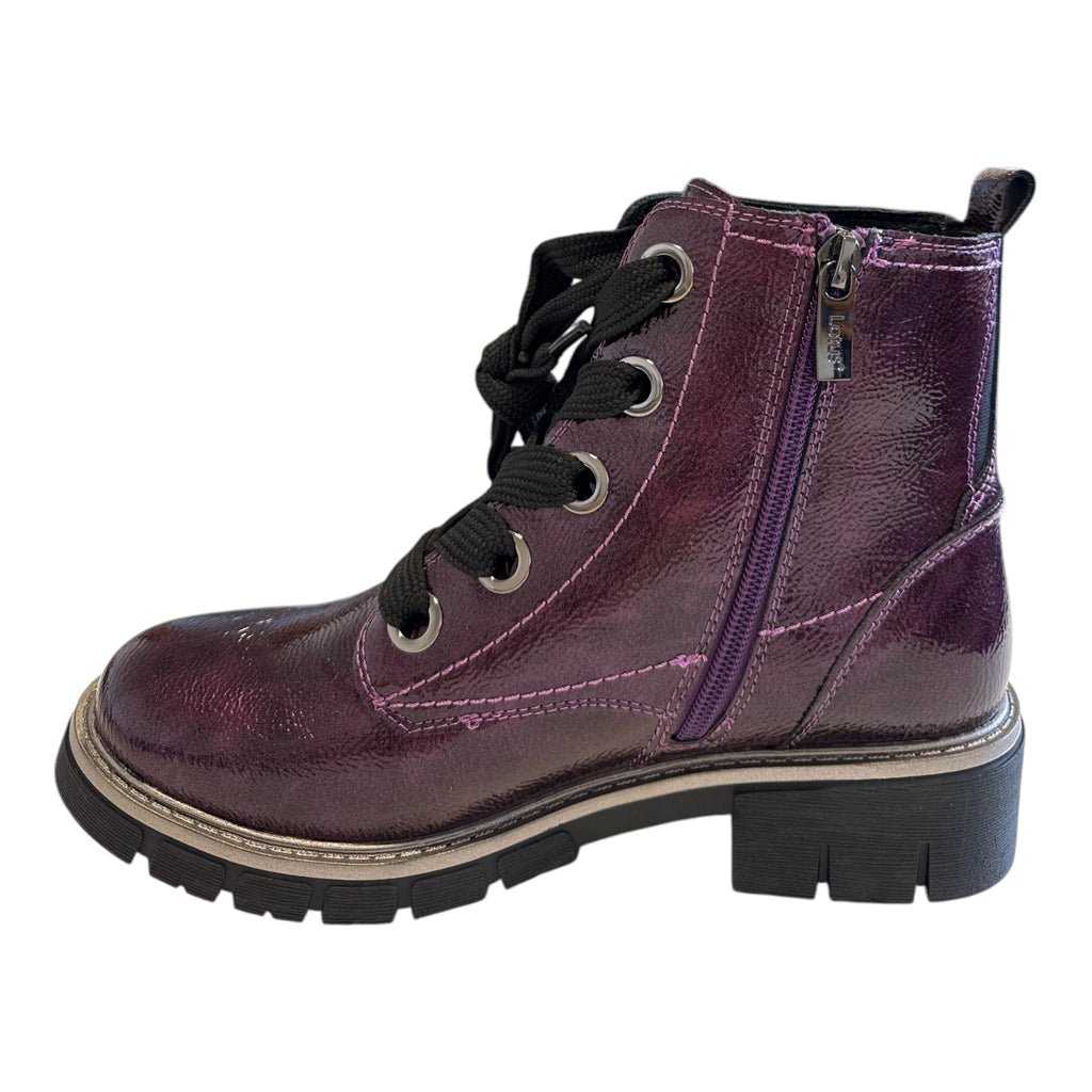 Lotus Jojo Purple Patent Ankle Boots