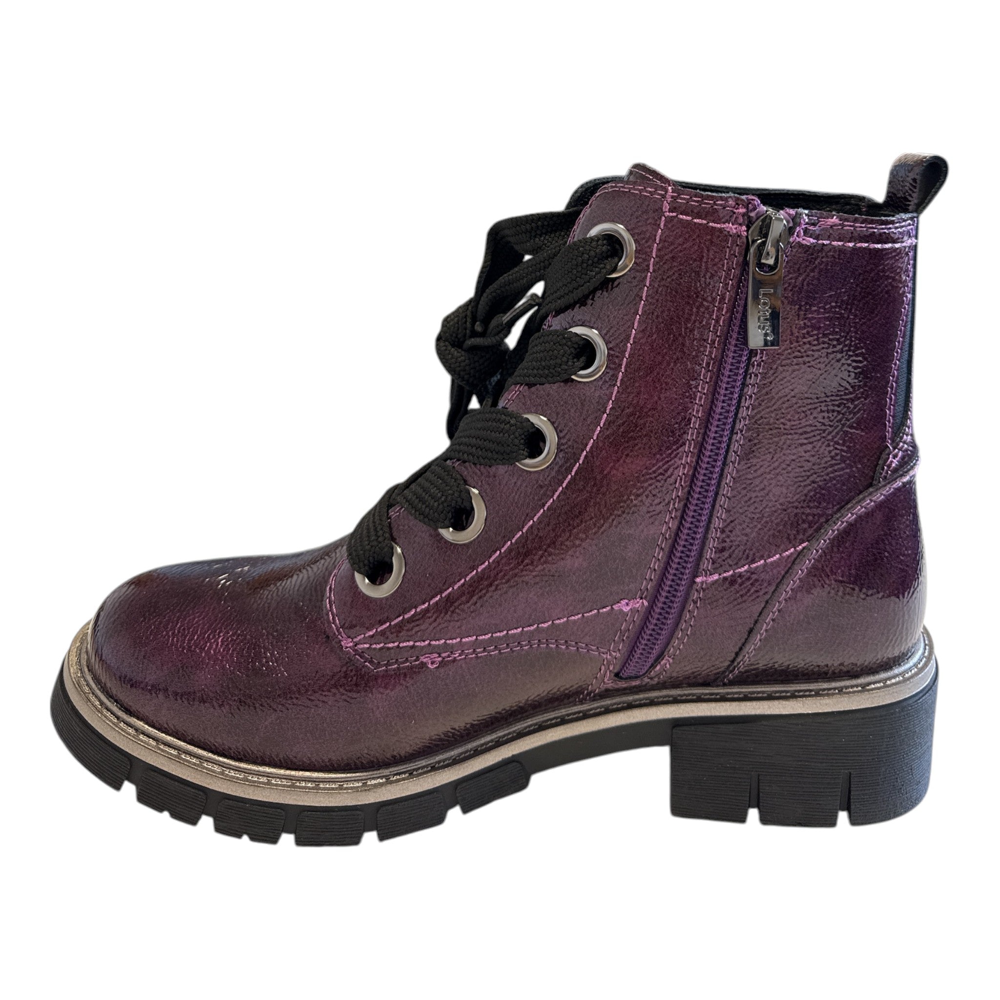 Lotus Jojo Purple Patent Ankle Boots