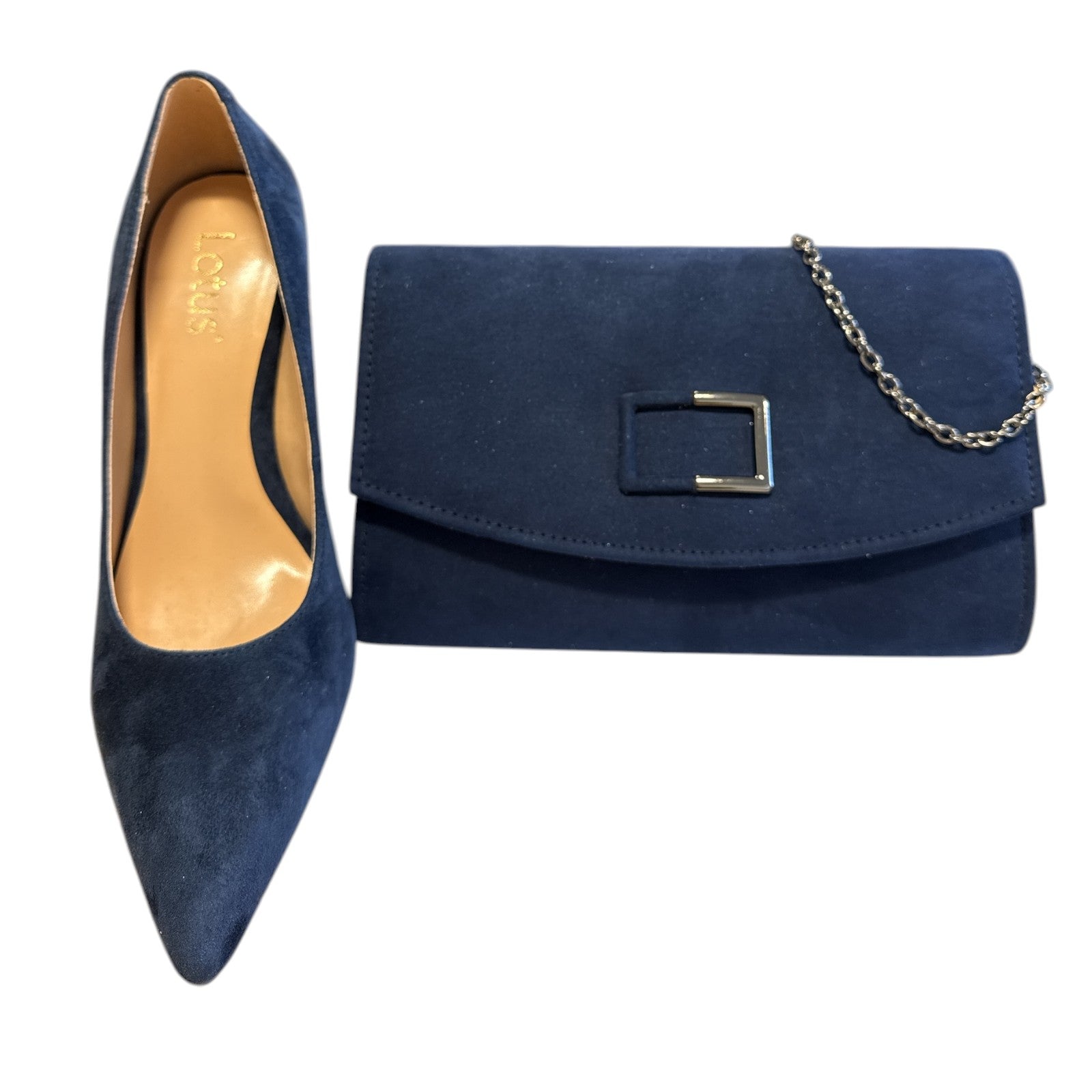 Lotus Lilian Navy Suede Court Shoes