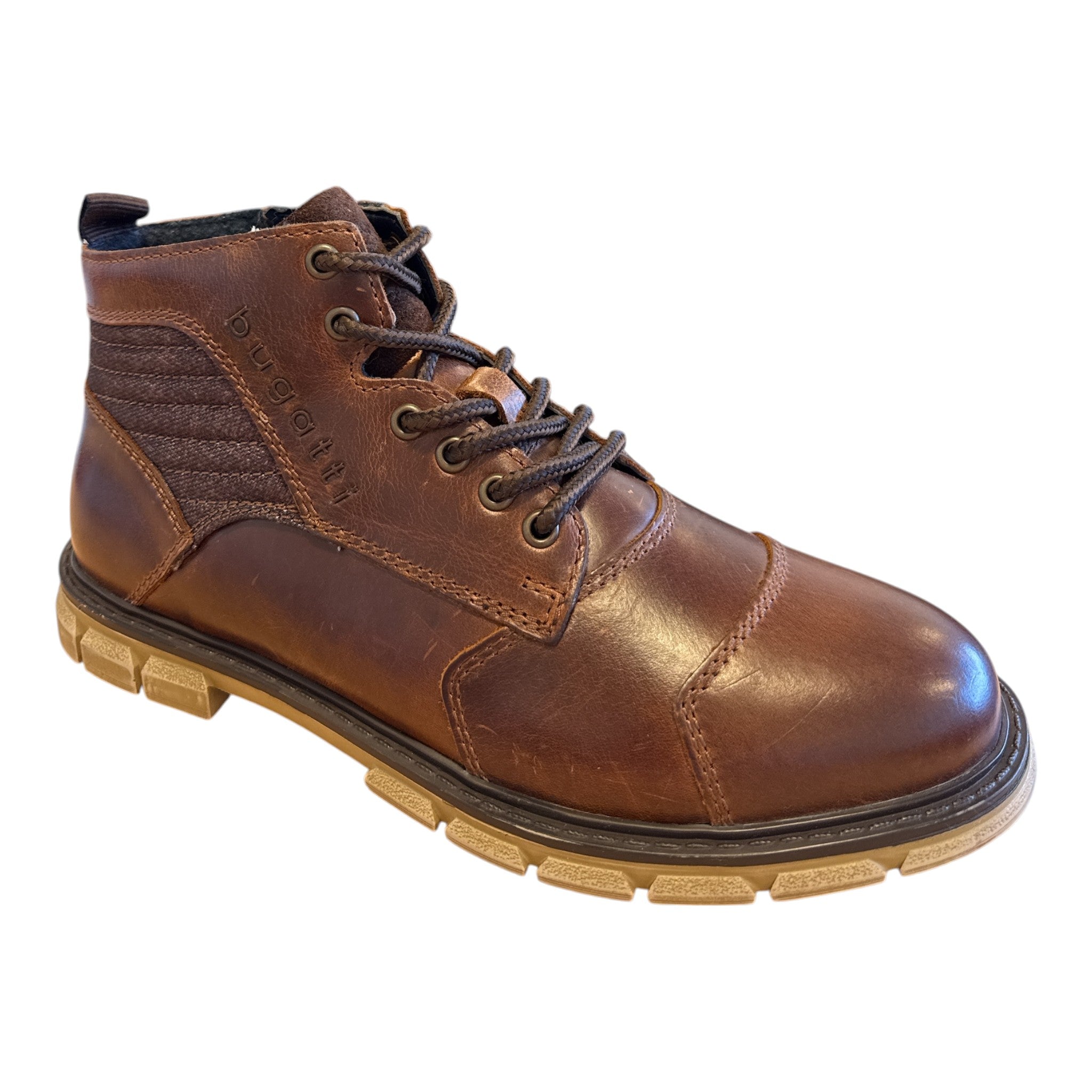 Bugatti Mate Brown Leather Lace-Up Boots