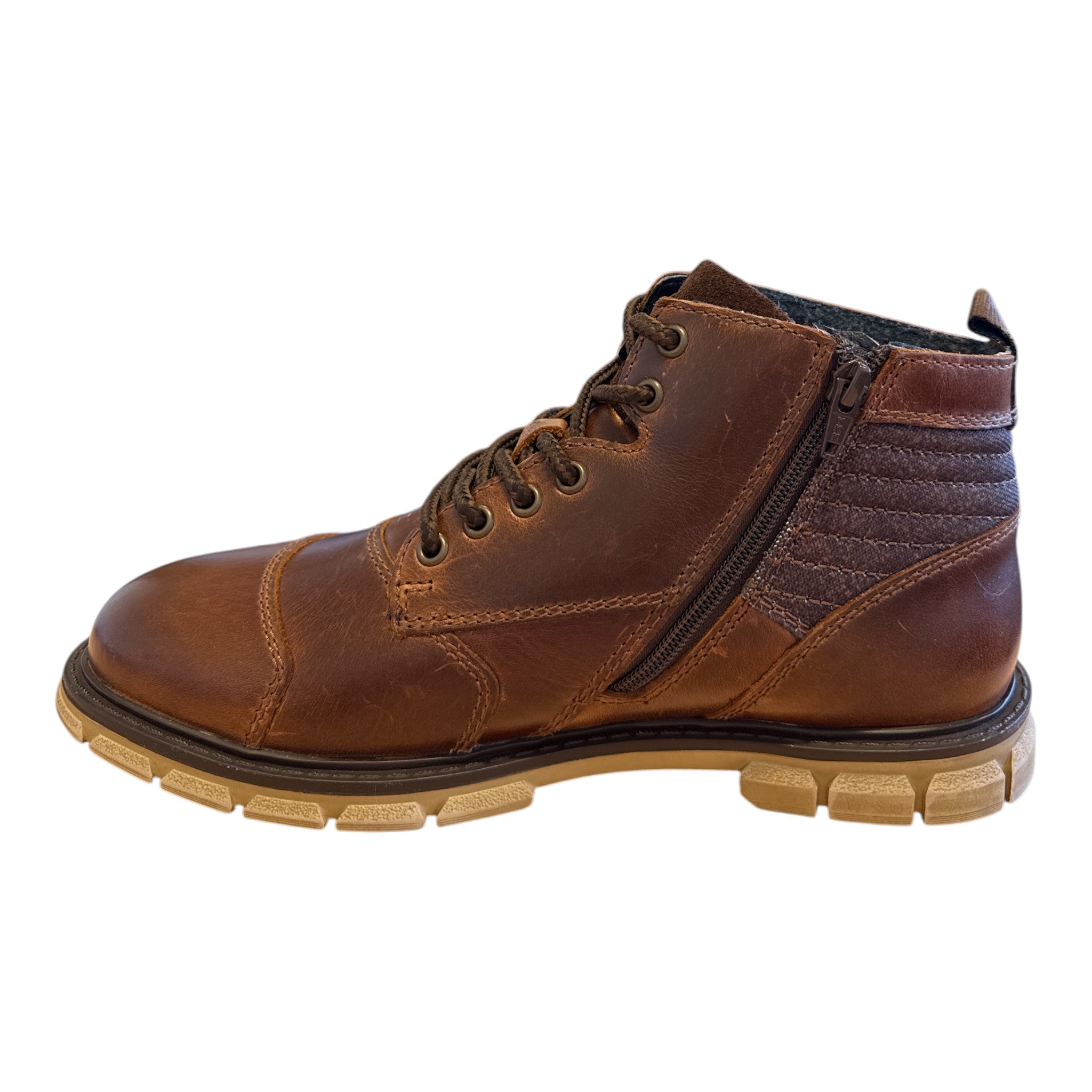 Bugatti Mate Brown Leather Lace-Up Boots