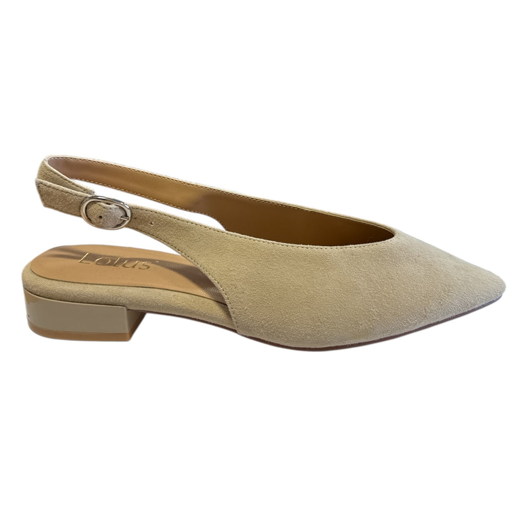 Lotus Morton Nude Suede Pointed Toe Sling-Back Flat Shoes