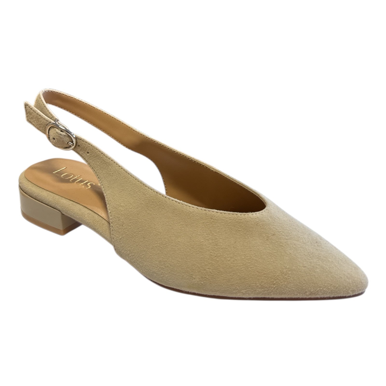 Lotus Morton Nude Suede Pointed Toe Sling-Back Flat Shoes