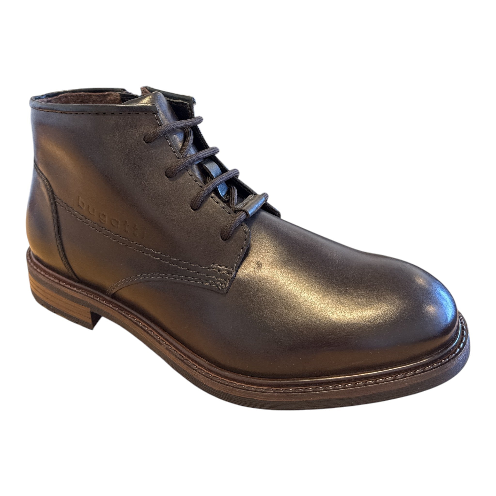 Bugatti Mosta Dark Brown Leather Lace-Up Boots