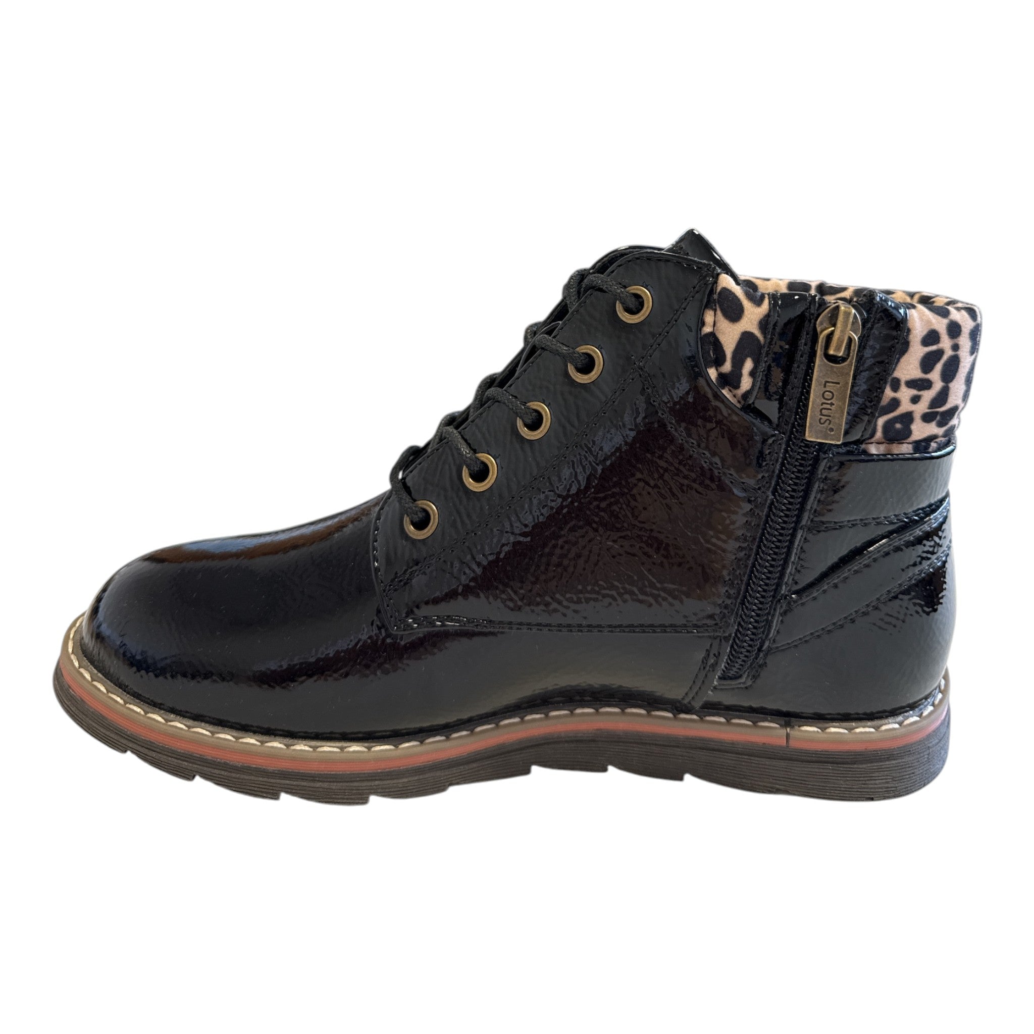 Lotus Naomi Black Patent Ankle Boots