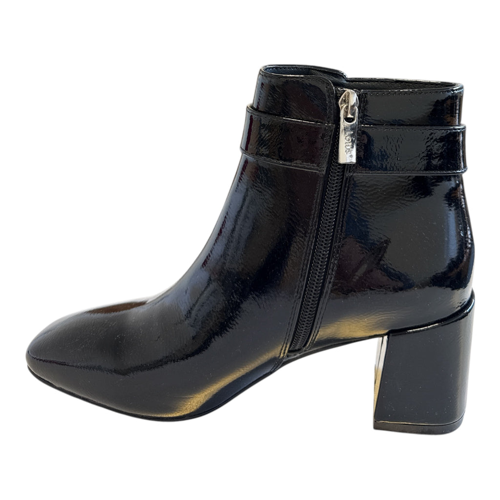 Lotus Olympia Black Patent Ankle Boots