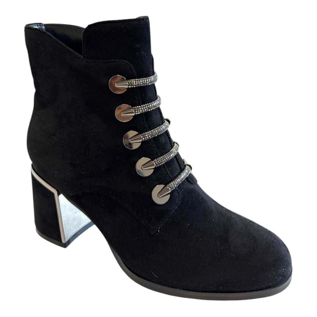 Lotus Paisley Black Ankle Boots