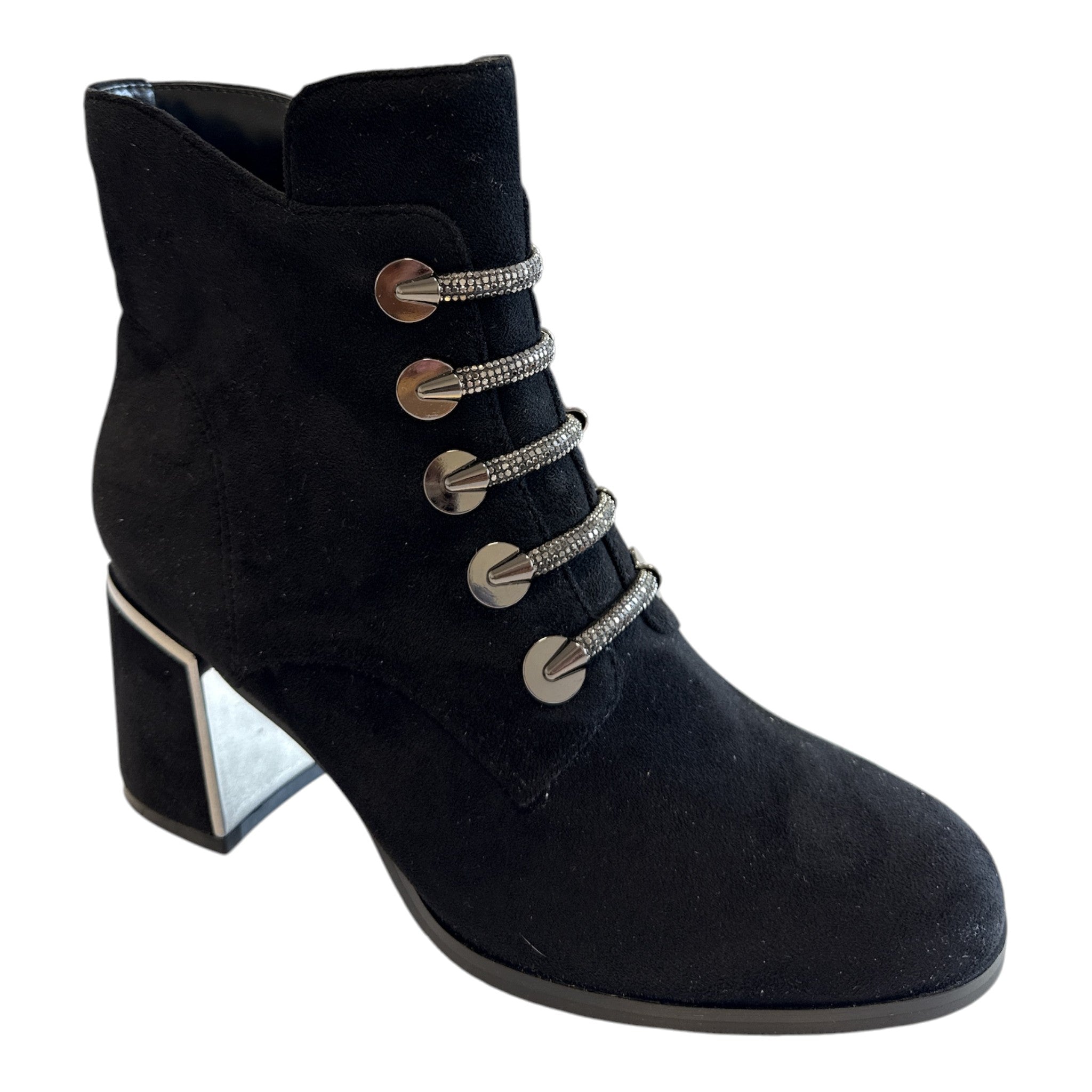 Lotus Paisley Black Ankle Boots