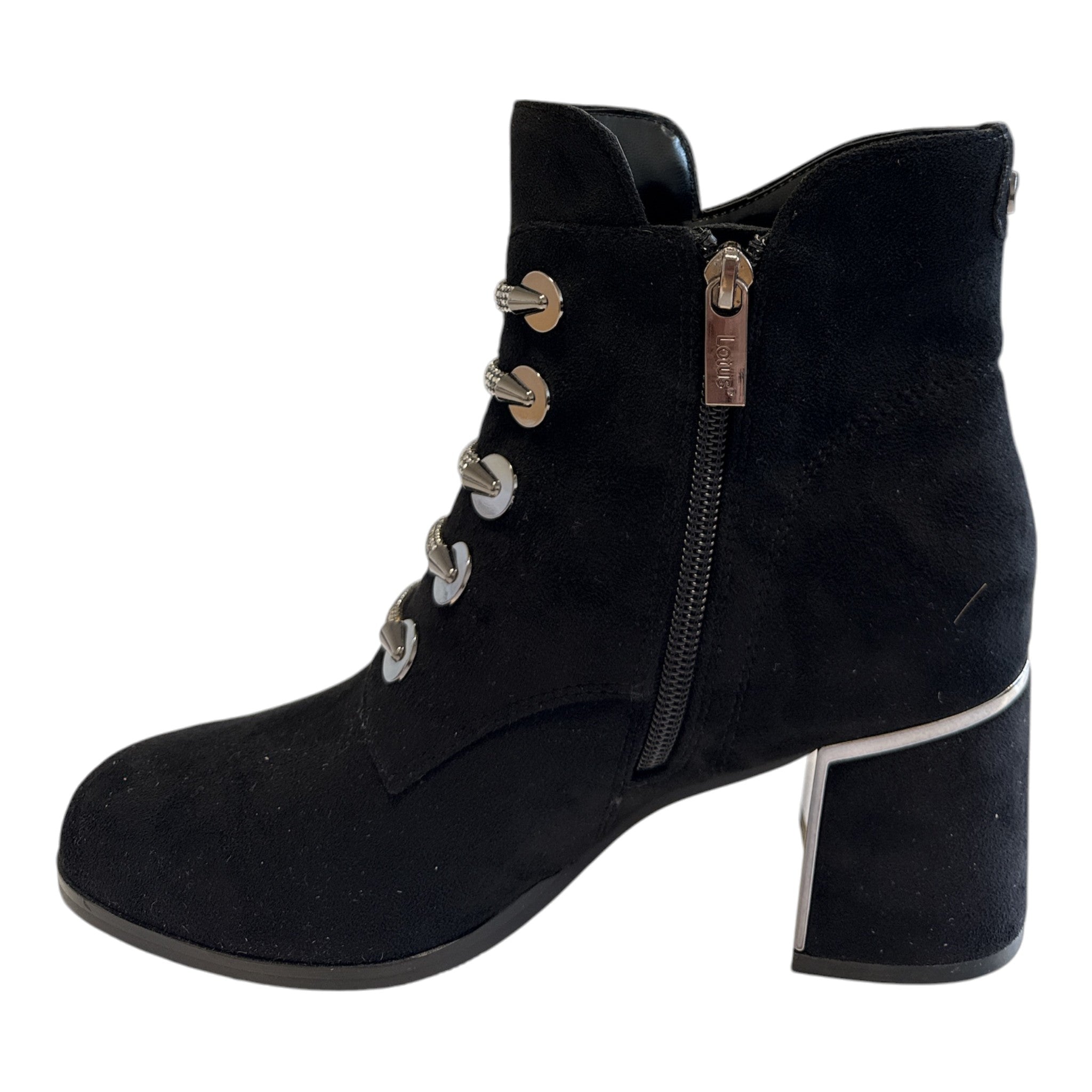 Lotus Paisley Black Ankle Boots