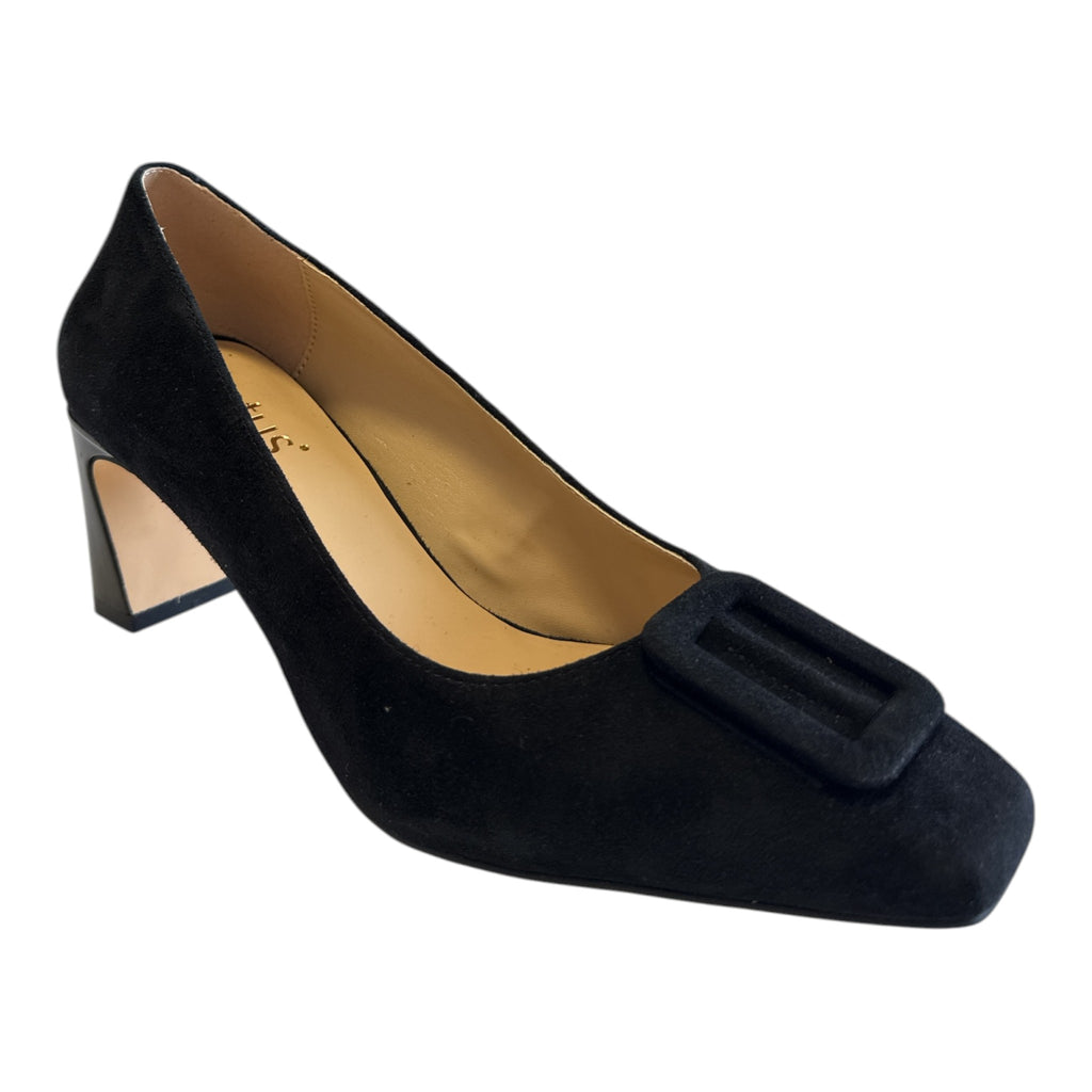 Lotus Perri Black Suede Court Shoes