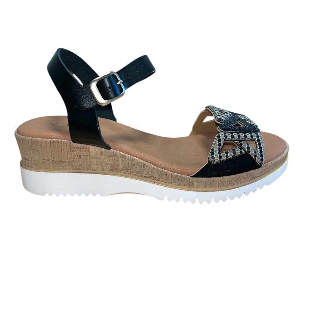 Lotus Ariah Black Leather Sandals