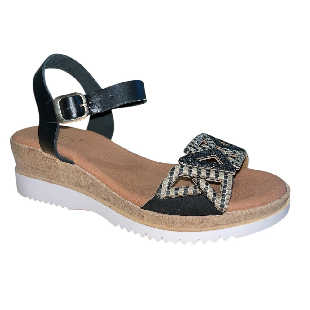 Lotus Ariah Black Leather Sandals