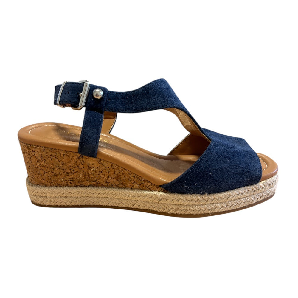 Lotus Madalene Navy Suede Wedge Sandals