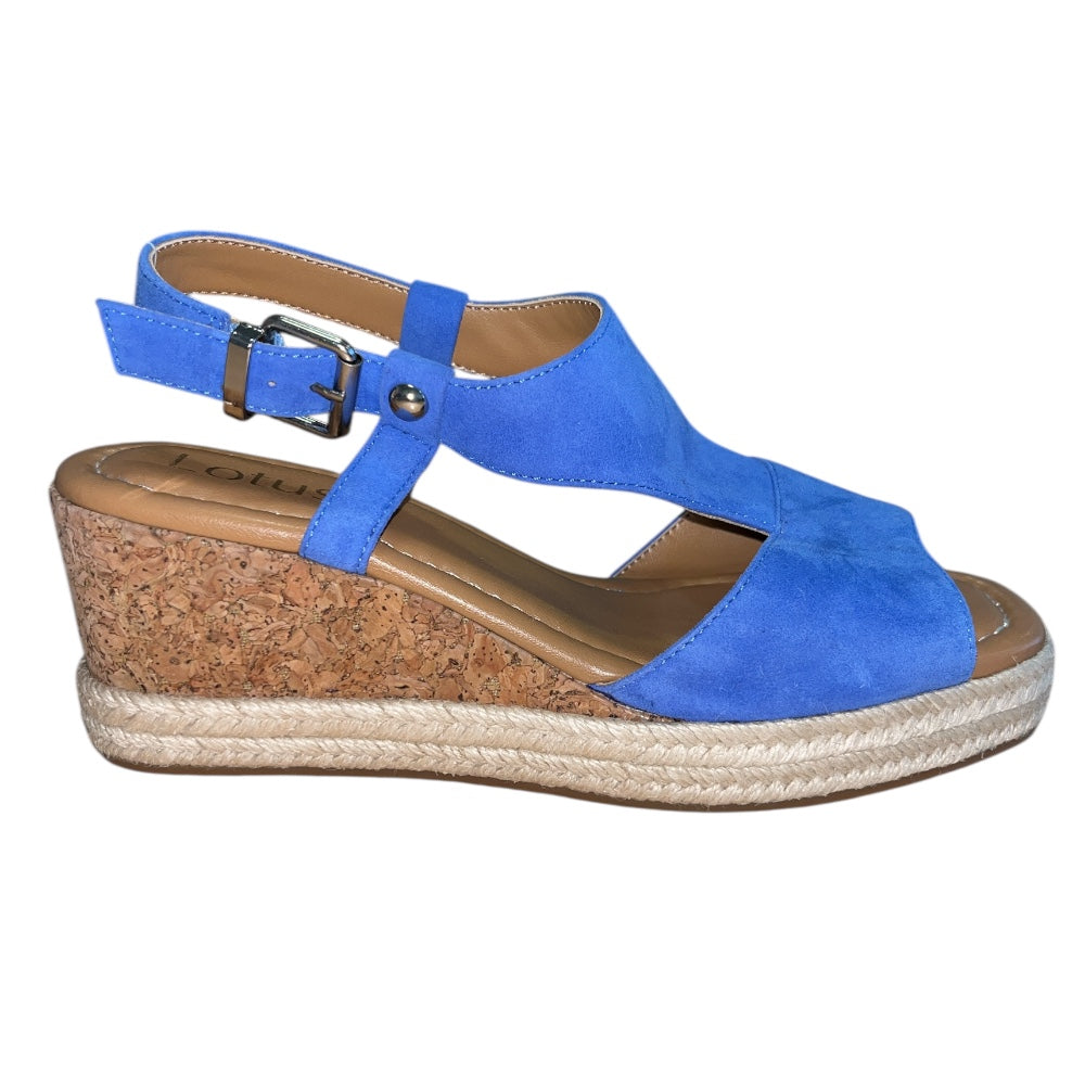 Lotus Madalene Cornflower Blue Suede Wedge Sandals