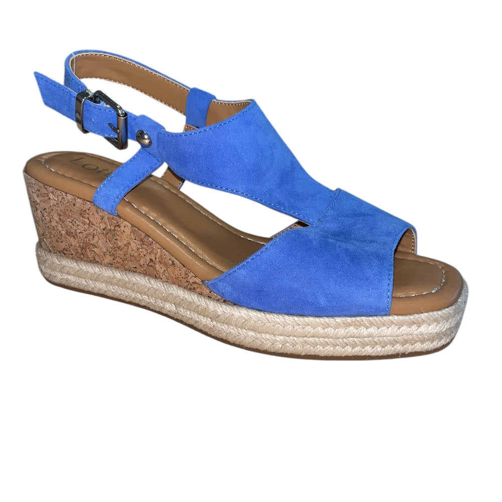 Lotus Madalene Cornflower Blue Suede Wedge Sandals