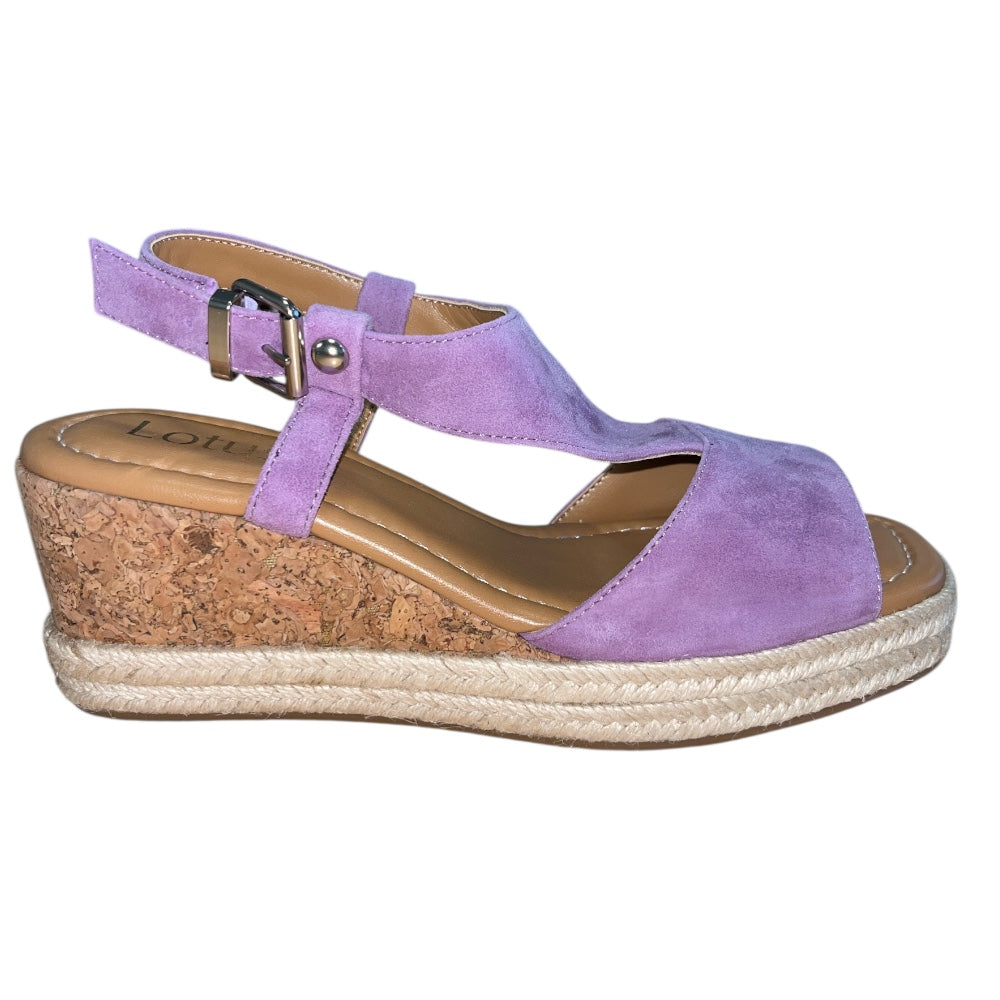 Lotus Madalene Grape Suede Wedge Sandals