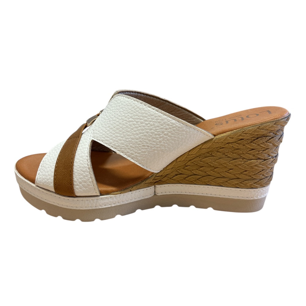 Lotus Barracuda White Wedge Mules