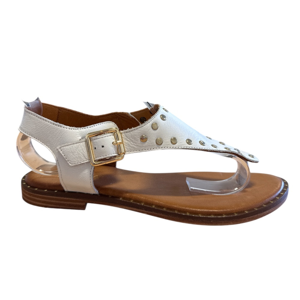 Lotus Juanita White Leather Flat Sandals