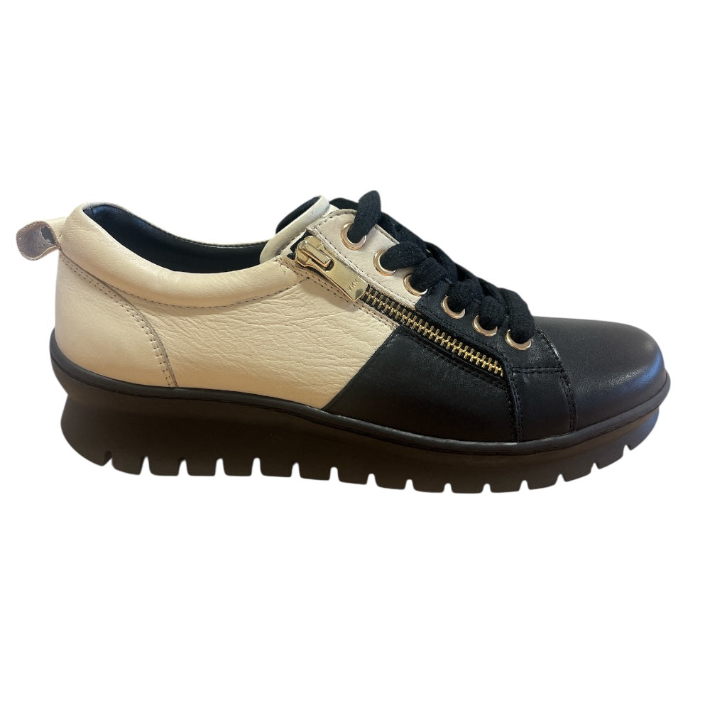 Adesso Dila Piano Key Black and Cream Leather Casual Shoes
