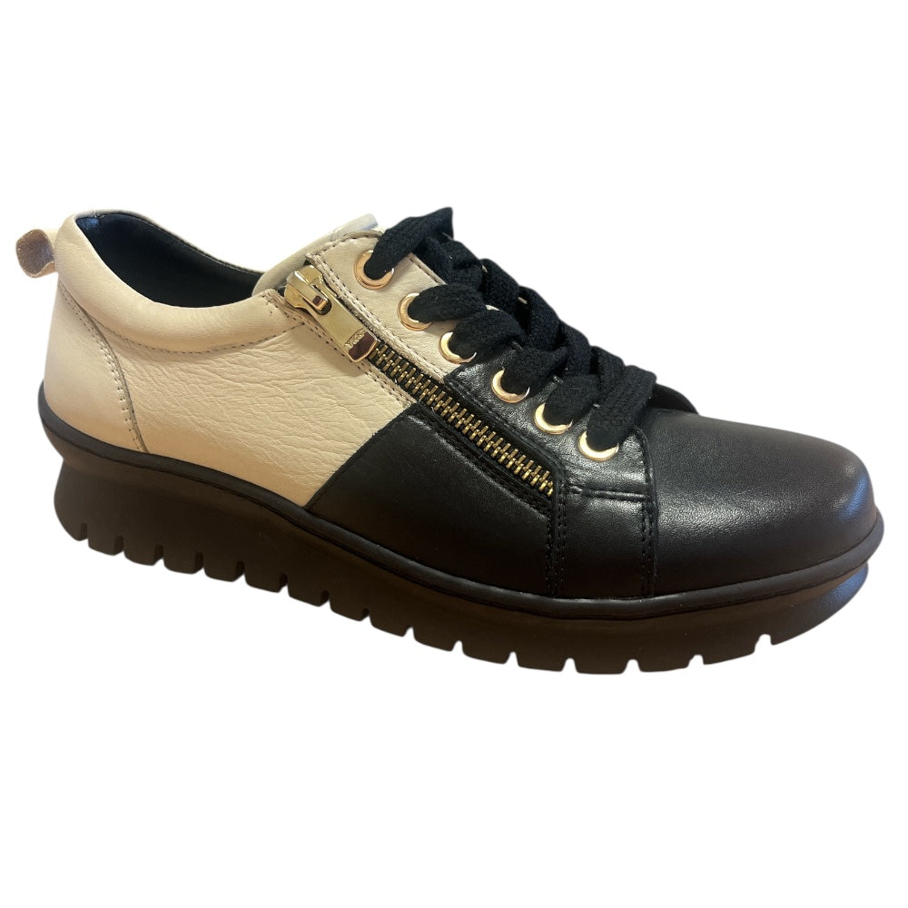 Adesso Dila Piano Key Black and Cream Leather Casual Shoes