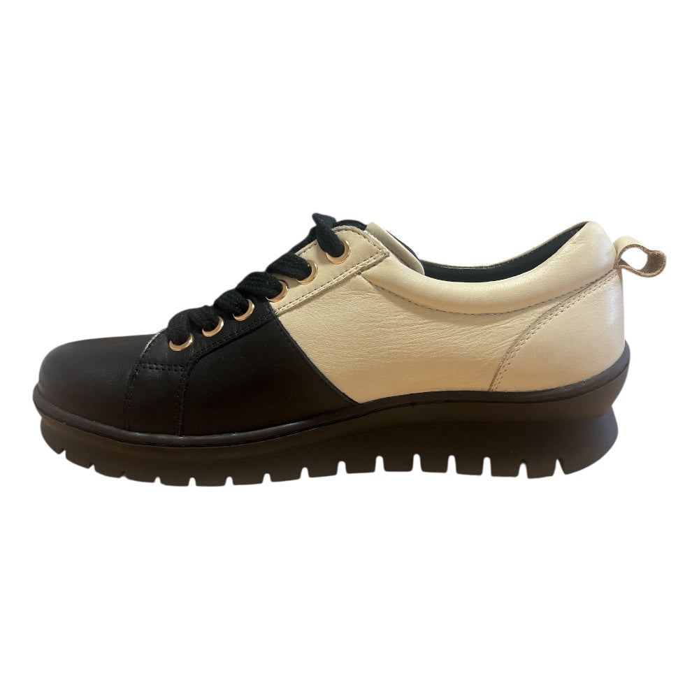 Adesso Dila Piano Key Black and Cream Leather Casual Shoes