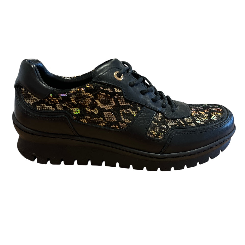 Adesso Onyx Black and Gold Snake Print Casual Shoes