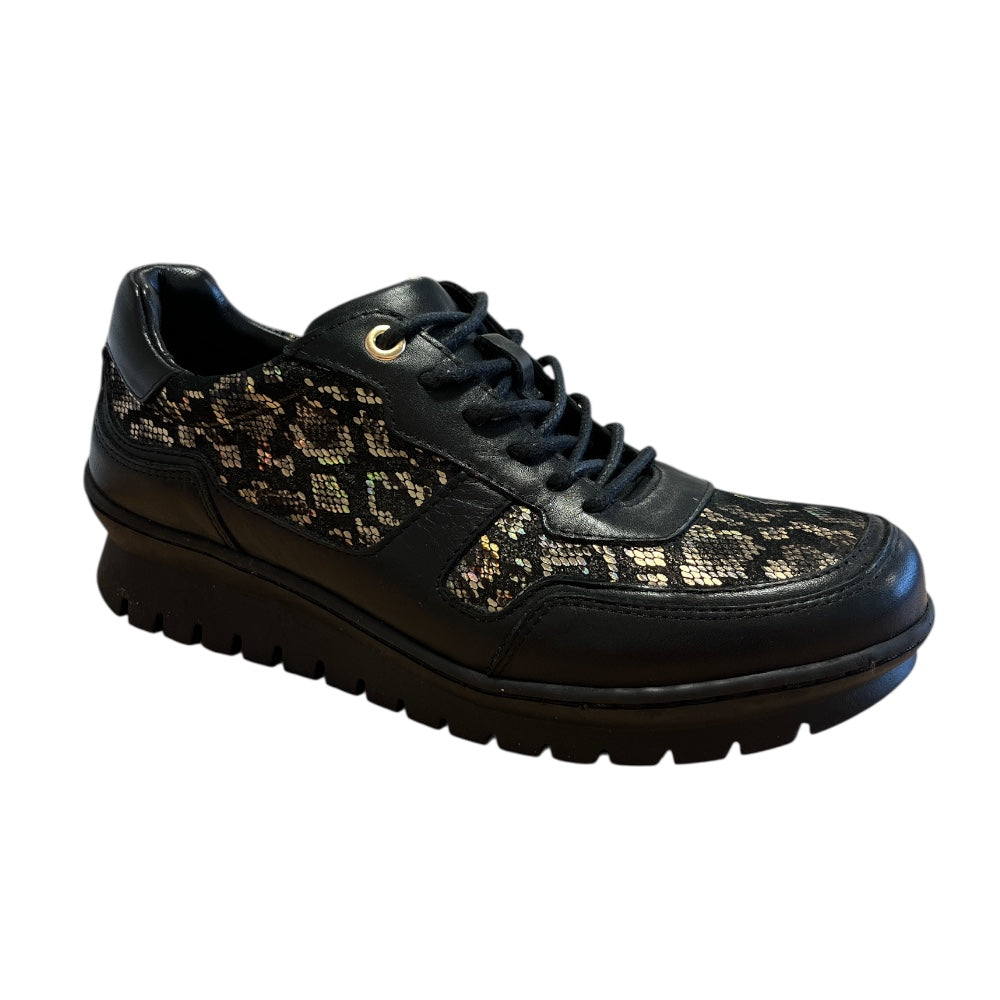 Adesso Onyx Black and Gold Snake Print Casual Shoes