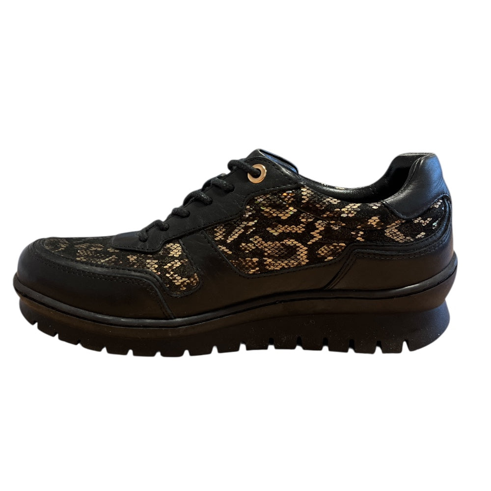 Adesso Onyx Black and Gold Snake Print Casual Shoes