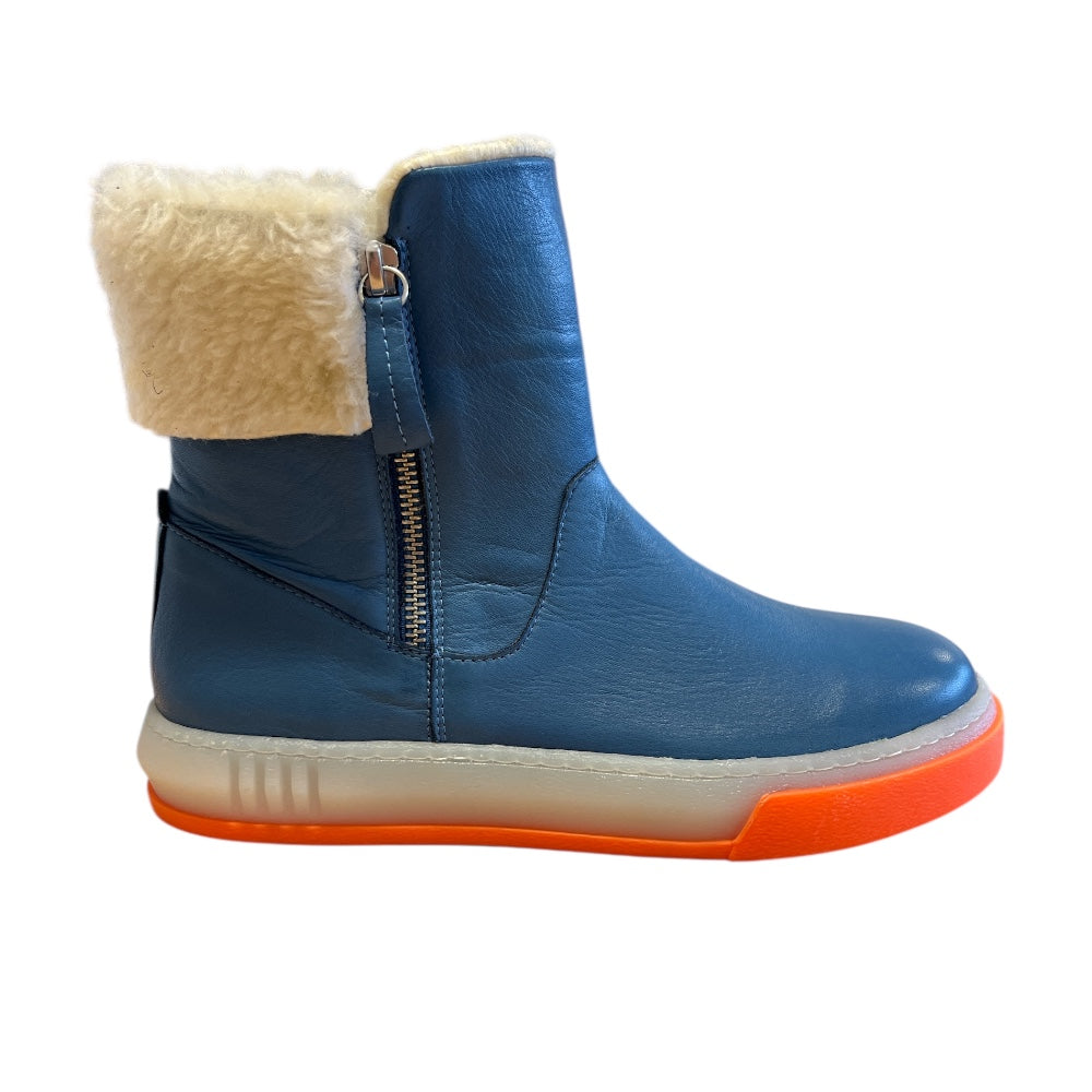 Adesso Blue Leather Ankle Boots