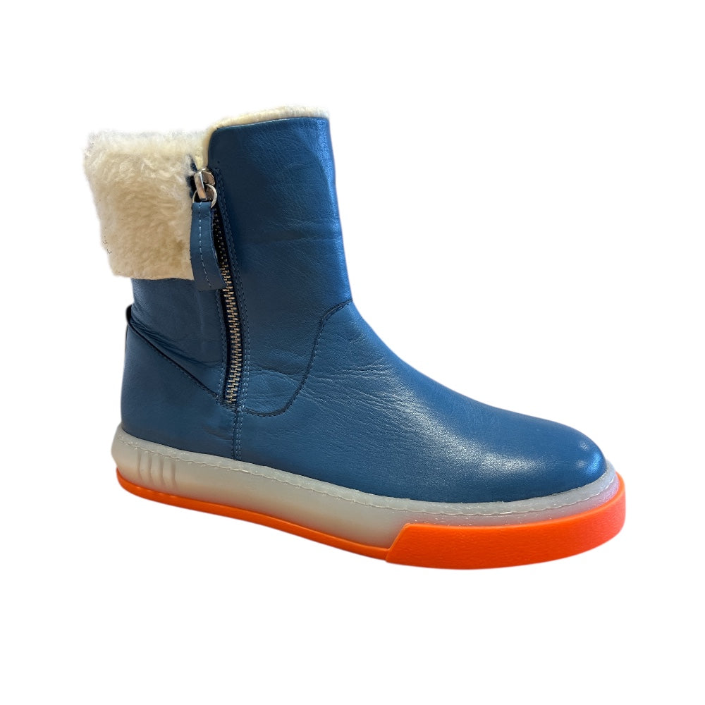 Adesso Blue Leather Ankle Boots
