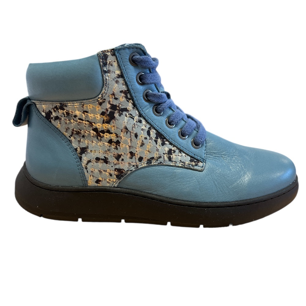 Adesso Nikita Denim Snake Leather Ankle Boots