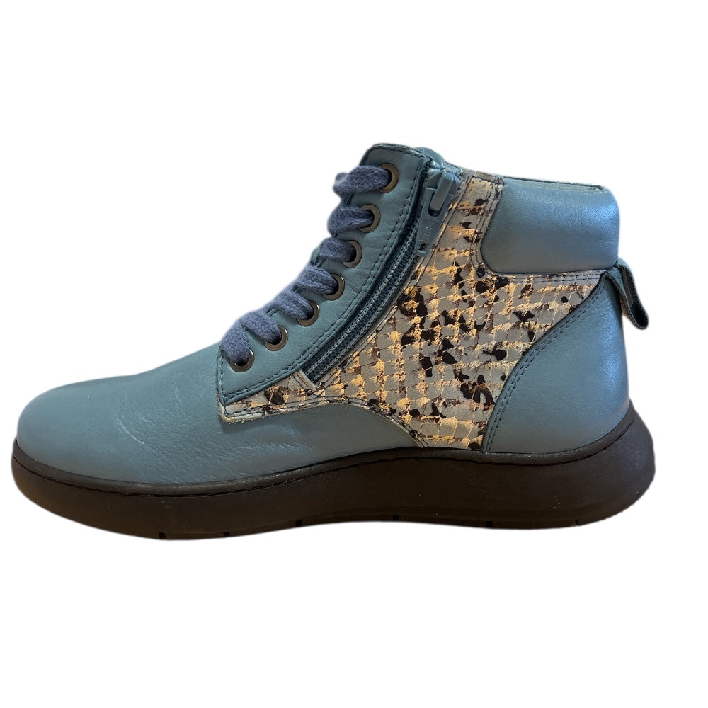Adesso Nikita Denim Snake Leather Ankle Boots