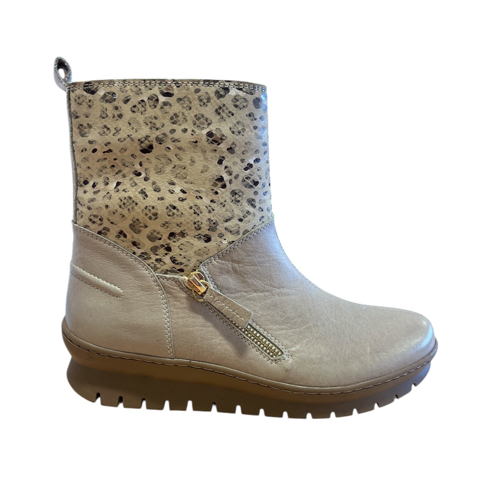 Adesso Dawn Pebble Dash Beige Leather Ankle Boots
