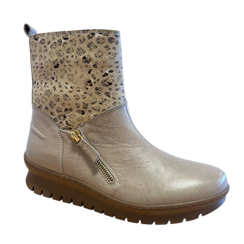 Adesso Dawn Pebble Dash Beige Leather Ankle Boots