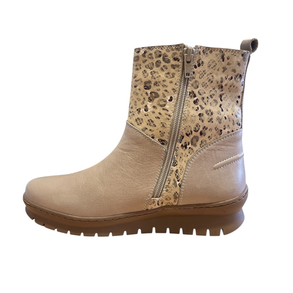 Adesso Dawn Pebble Dash Beige Leather Ankle Boots