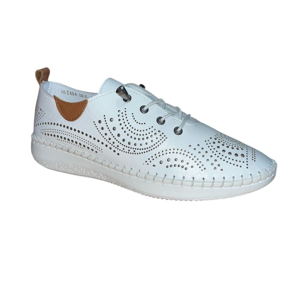 Lotus Tassia White Leather Lace-up  Shoes