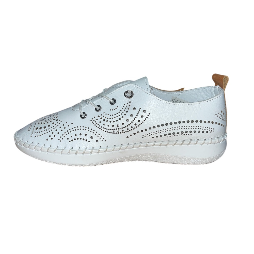 Lotus Tassia White Leather Lace-up  Shoes