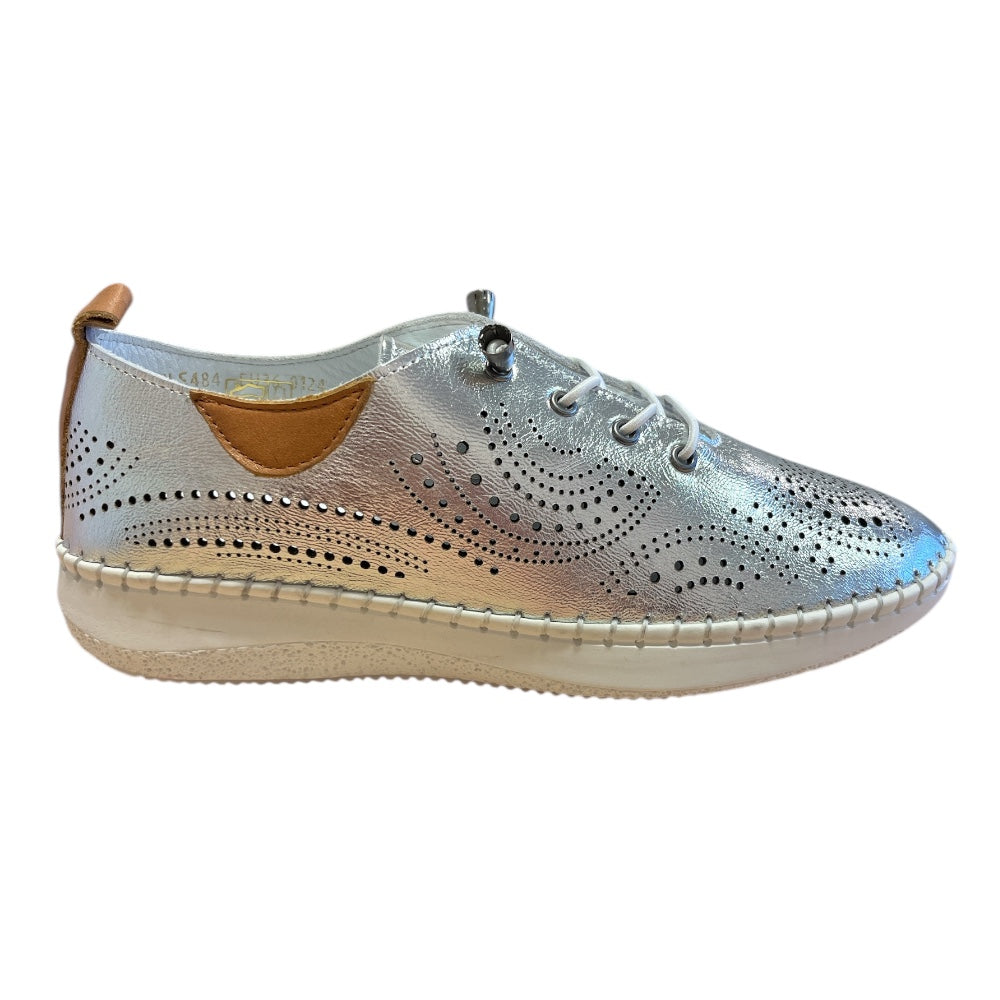Lotus Tassia Silver Leather Lace-up  Shoes